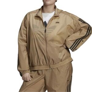 Adidas Original R.Y.V Windbreaker Track Jacket Women Size 3X Tan Black Tearaway